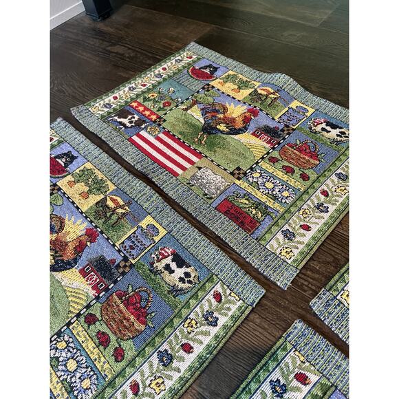Americana Tapestry Farmhouse Rooster Placemats Set of 4 VINTAGE - Picture 3 of 3